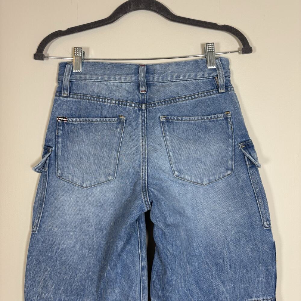 Alice + Olivia Cay Baggy Denim Cargo Jeans Wide Leg Brea Blue SZ 25 Streetwear - Picture 6 of 14